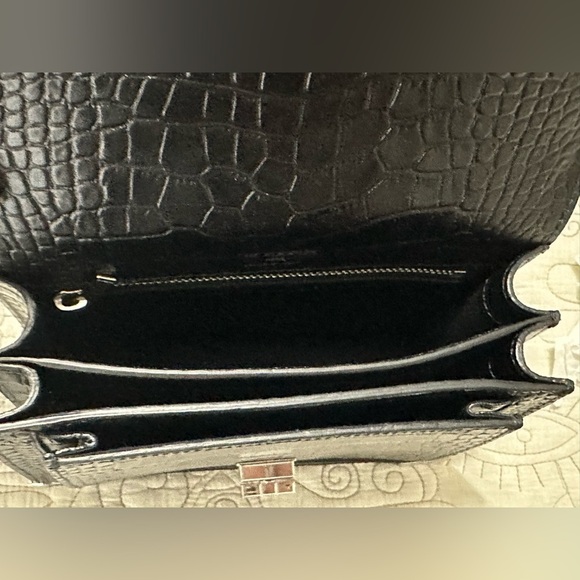 NEW The Kooples EMILY SMALL CROCODILE-EFFECT BAG BLACK LEATHER Silver - Picture 13 of 15